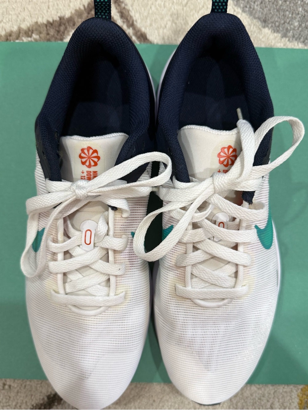 Nike Downshifter 12 Running Shoes White Teal women’s running sneakers size 10